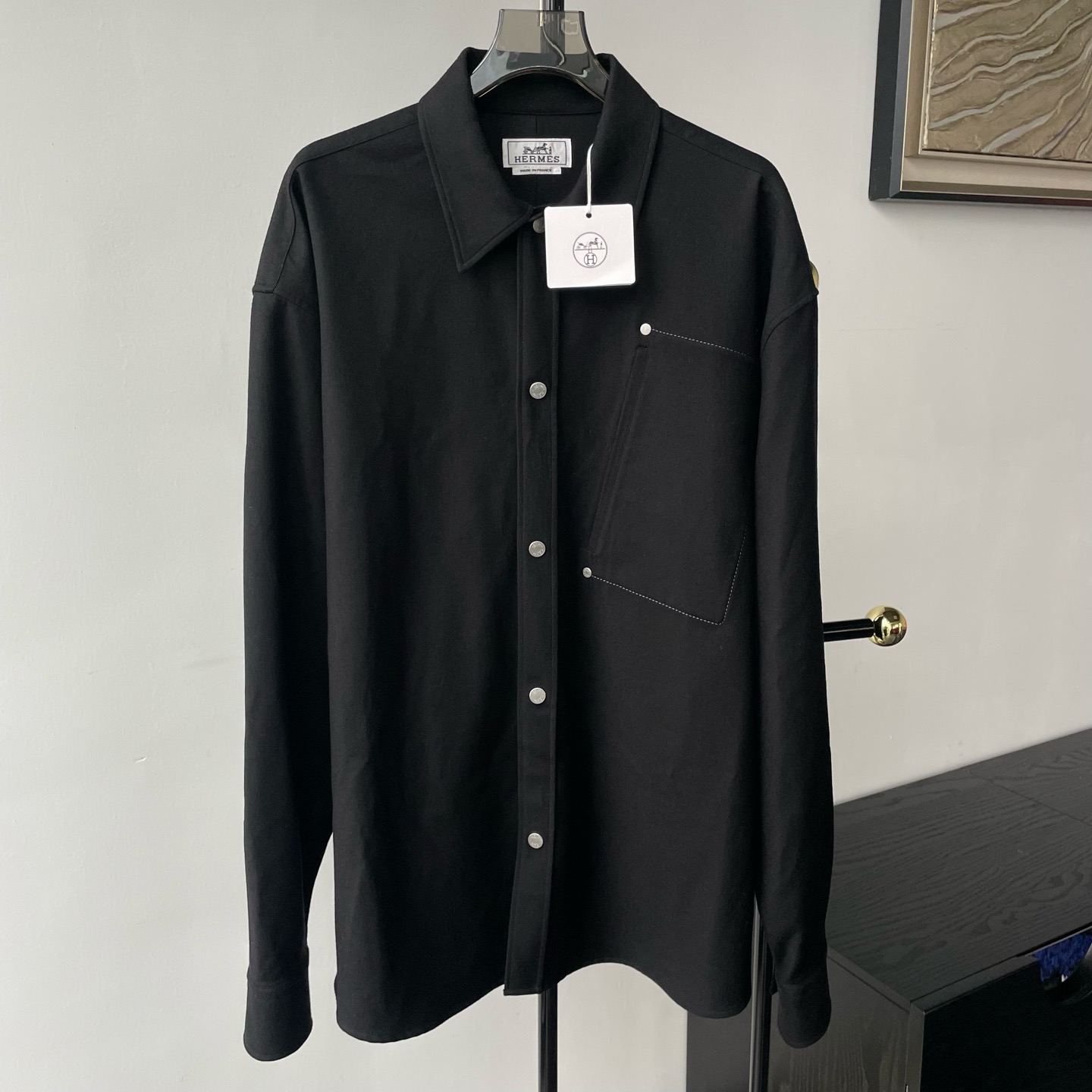 99新 Hermes/爱马仕 25秋冬羊毛衬衫式外套40码