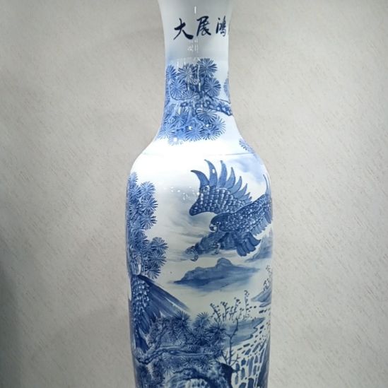 摆件陶手绘青花大展鸿图1.6一个