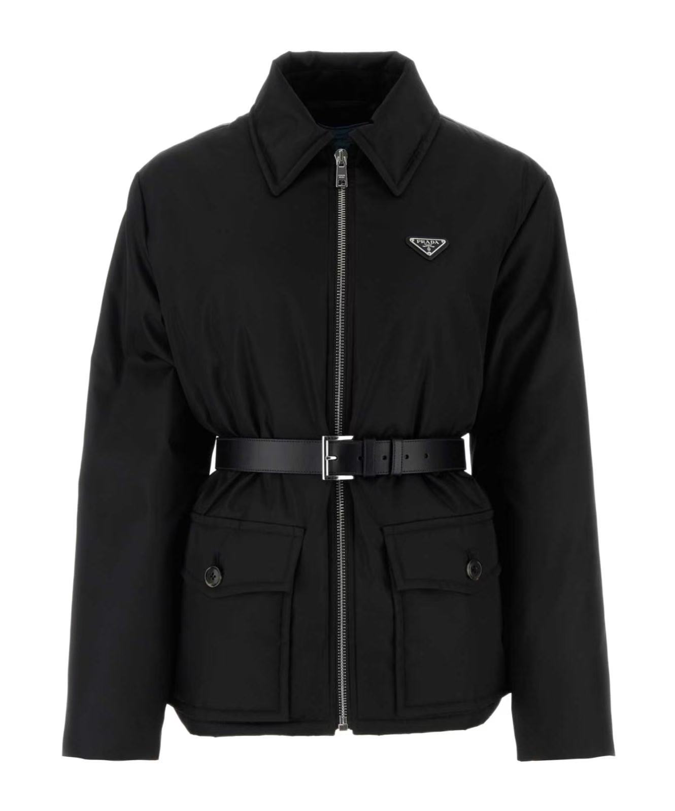 未使用 Prada/普拉达 金属徽标翻领配腰带口袋羽绒服