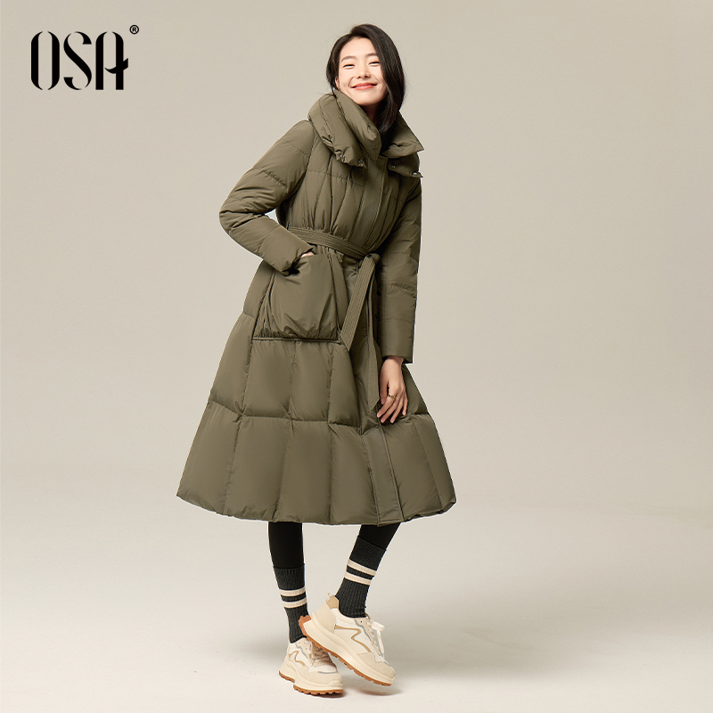 OSA/ 大摆长款冬女收腰显瘦高级感保暖外套S124D20019