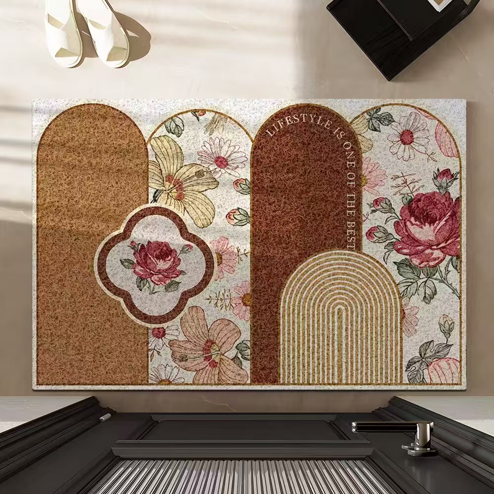 家用丝圈入户门厅地垫蹭土耐脏防滑易冲洗可裁剪脚垫玄关入户门垫