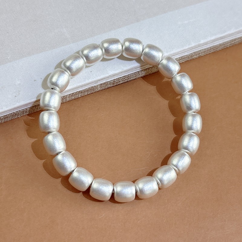 足银手链 T3足银999.9新款老型珠筒形珠磨砂时尚饰品通用素款简约