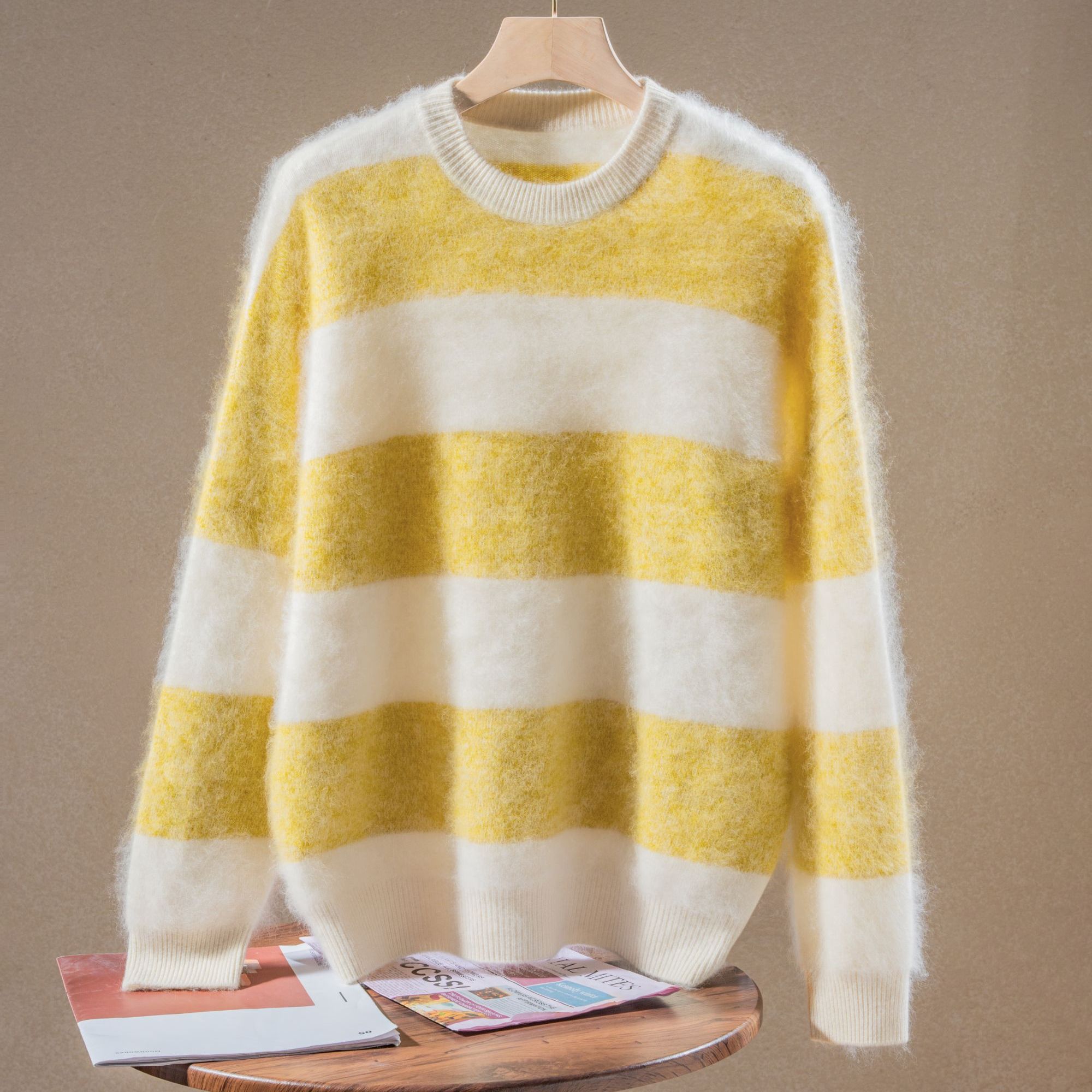 【橙子】秋冬上新插肩袖秋冬落肩袖百搭常规圆领羊绒衫厚款YM085-1