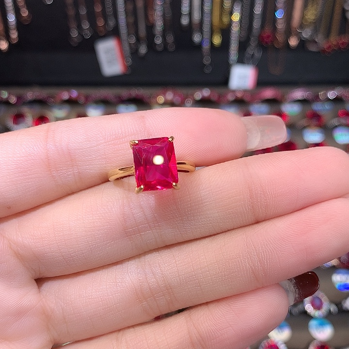 红宝石戒指银S925镶嵌810金