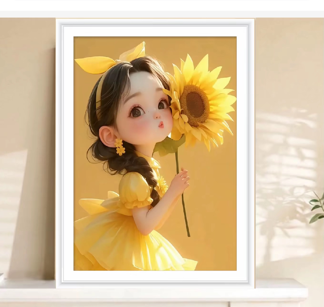 （158）阳光女孩60cm*80cm大格满绣无钩边36个颜色