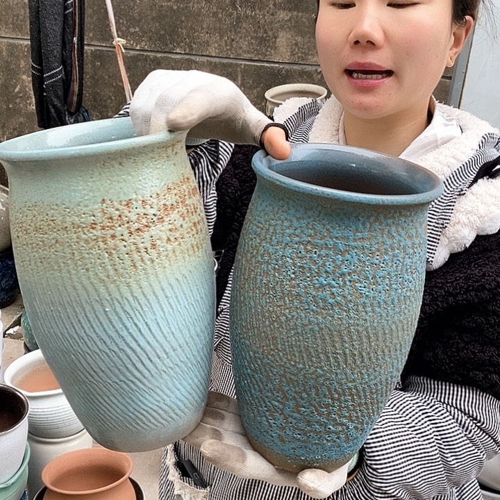 紫砂花盆瑕疵口15高25