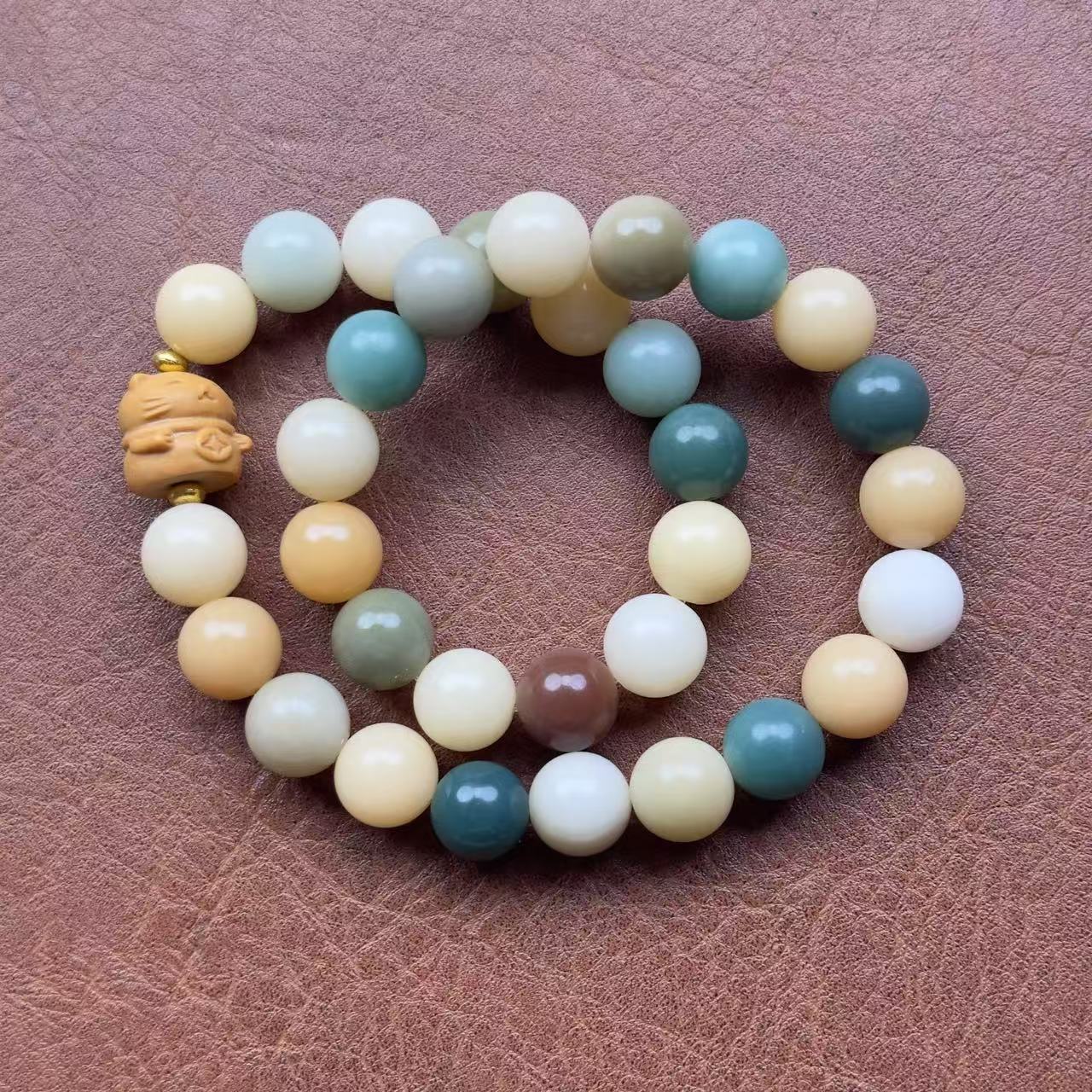 合金手链 多宝菩提双圈+招财猫（无礼盒）K257