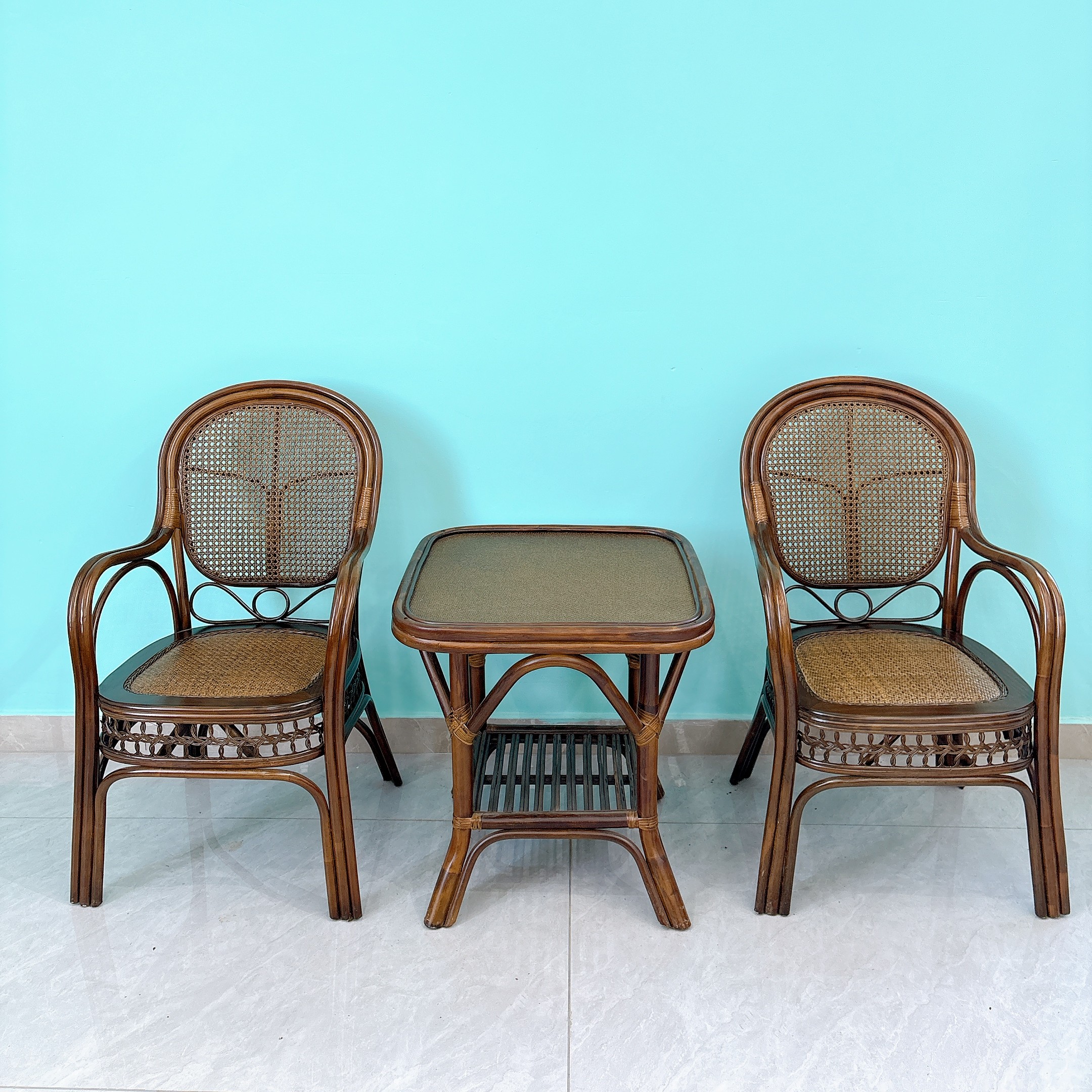 印尼藤编织复古套装办公椅舒适透气茶桌阳台客厅座椅休闲藤椅