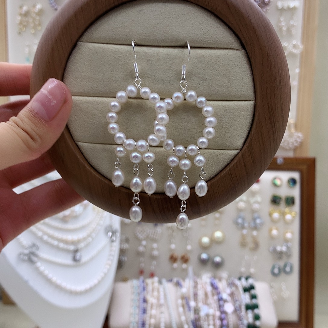 淡水珍珠耳饰银S925镶嵌