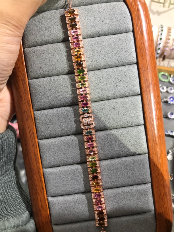天然彩色碧玺手链豪华版