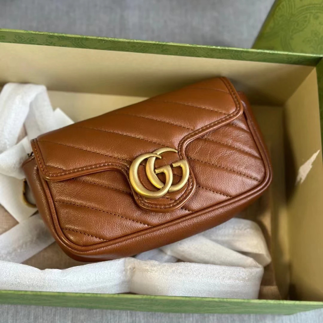 95新 GUCCI/古驰 GUCCI棕色迷你马蒙 25120041-02