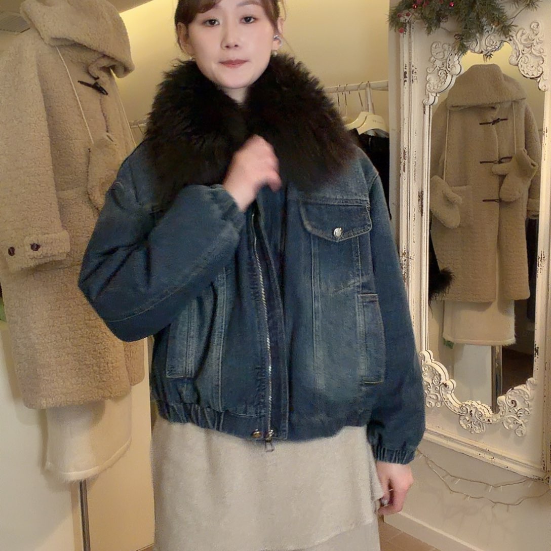 牛仔羽绒大毛领11111