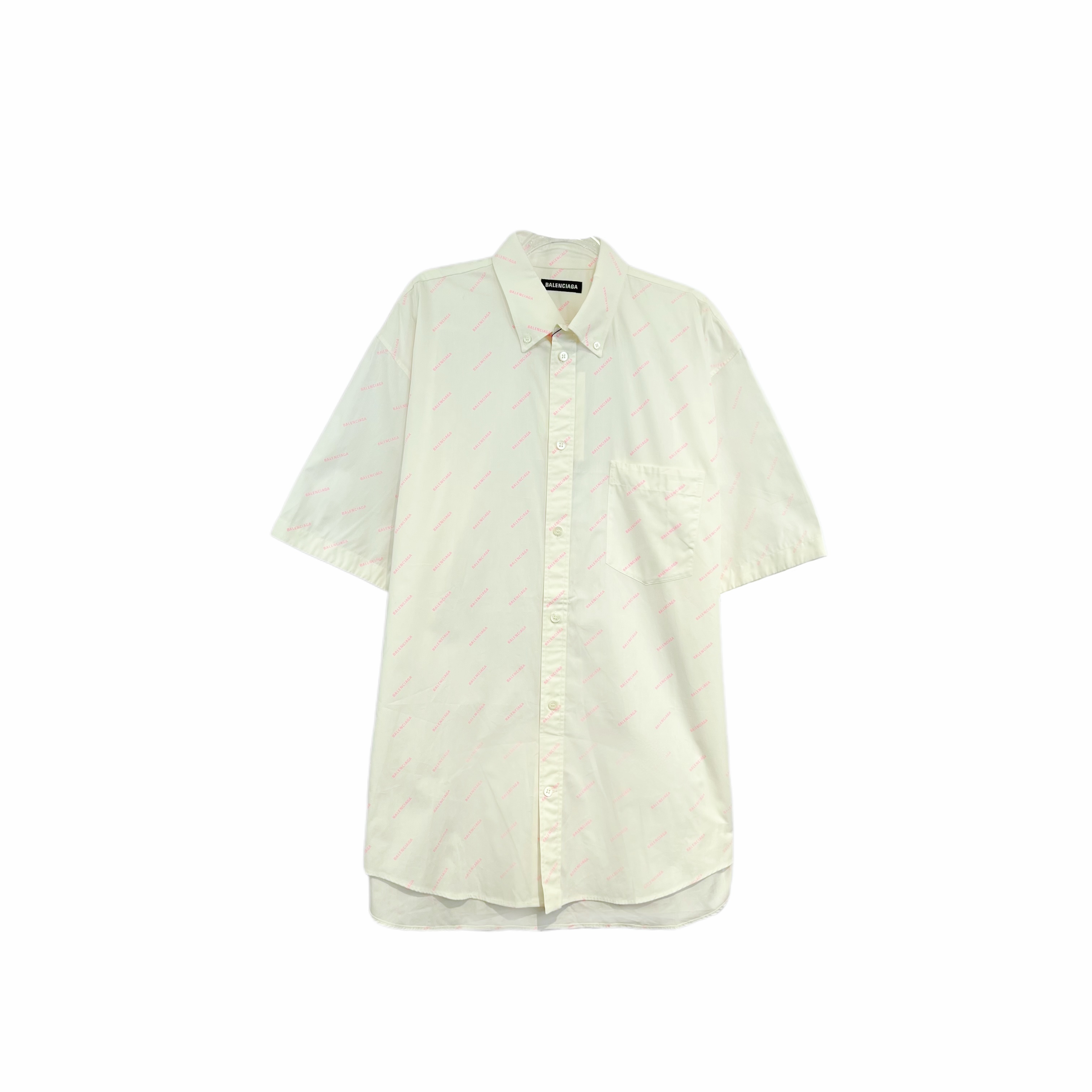 99新 Balenciaga/巴黎世家 011273 Logo印花满印衬衫 37码