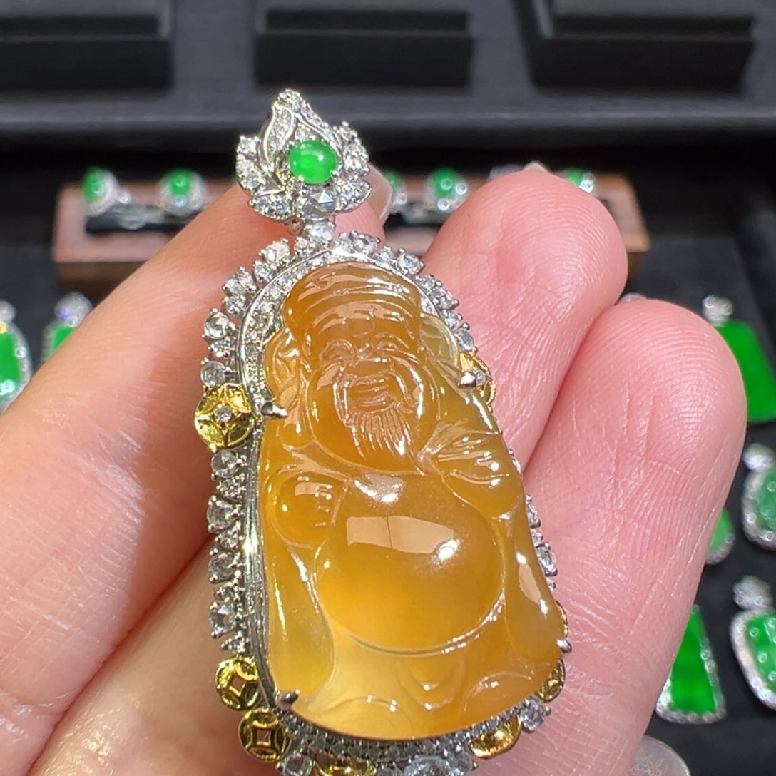 翡翠颈饰18K金镶嵌收到货48小时鉴赏期