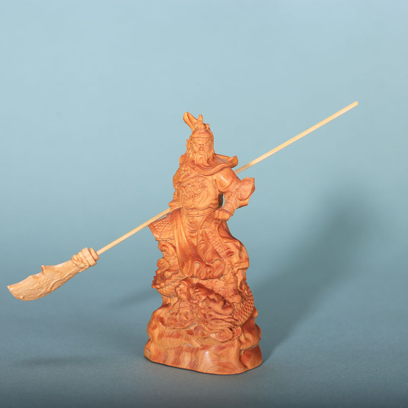 太行崖柏木雕御龙关公精品摆件客厅茶桌办公桌家居工艺装饰品送礼