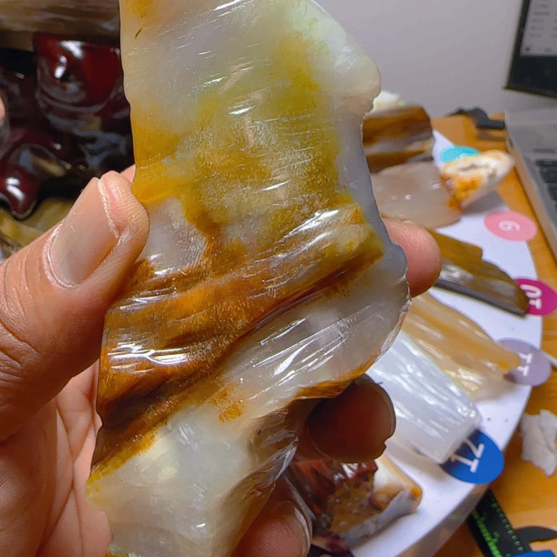 硅化玉未镶嵌手把