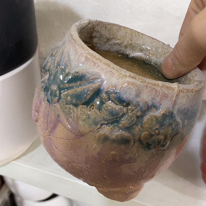 摆件陶陶盆有孔 瑕疵介意勿拍