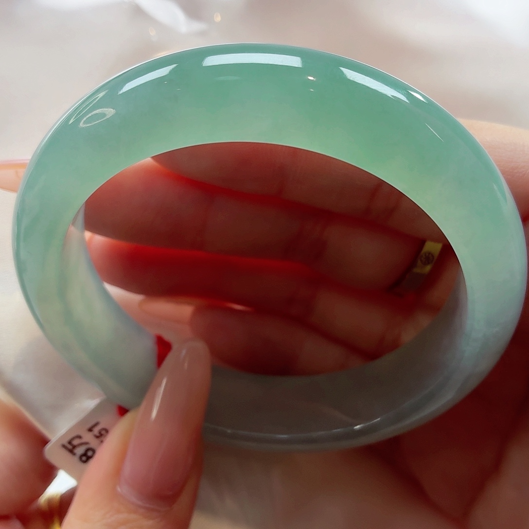 翡翠未镶嵌手镯22（15号）棉纹