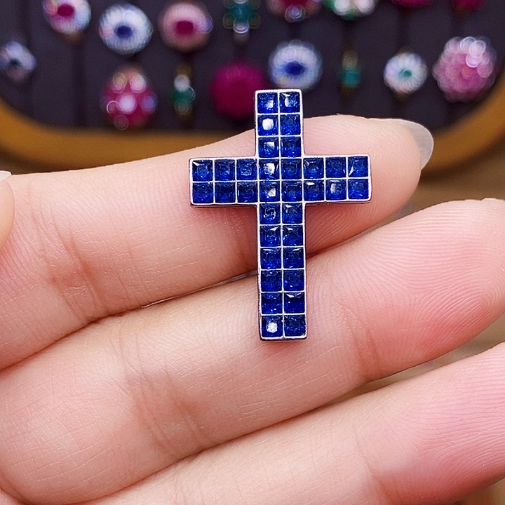 银S925镶嵌吊坠(不含链)蓝宝石