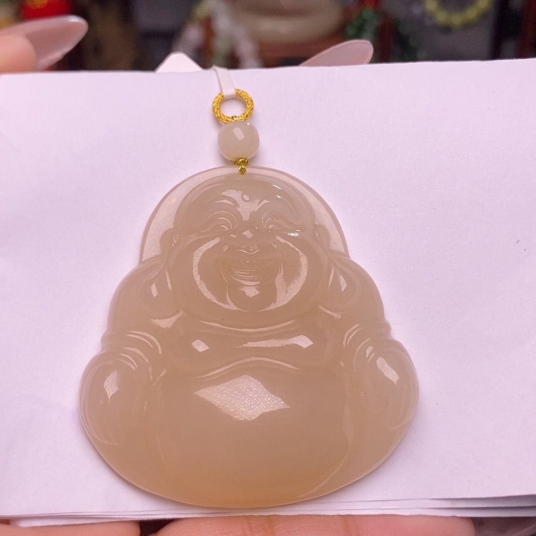 和田玉藕粉老料红粉收藏毕业级佛公未镶嵌X*Z