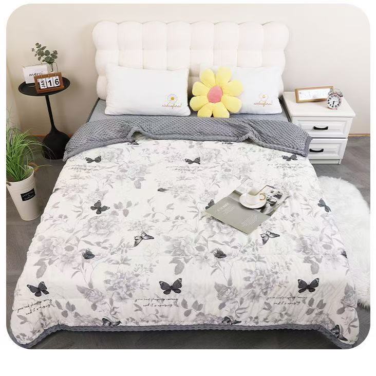 （锦鸿盛专属）双人水墨画蝴蝶豆豆被被子恒温冬季加厚双面保暖夏被