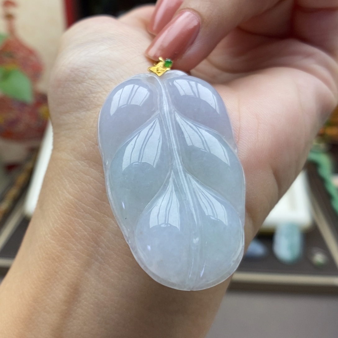 翡翠18K金镶嵌颈饰吊坠2