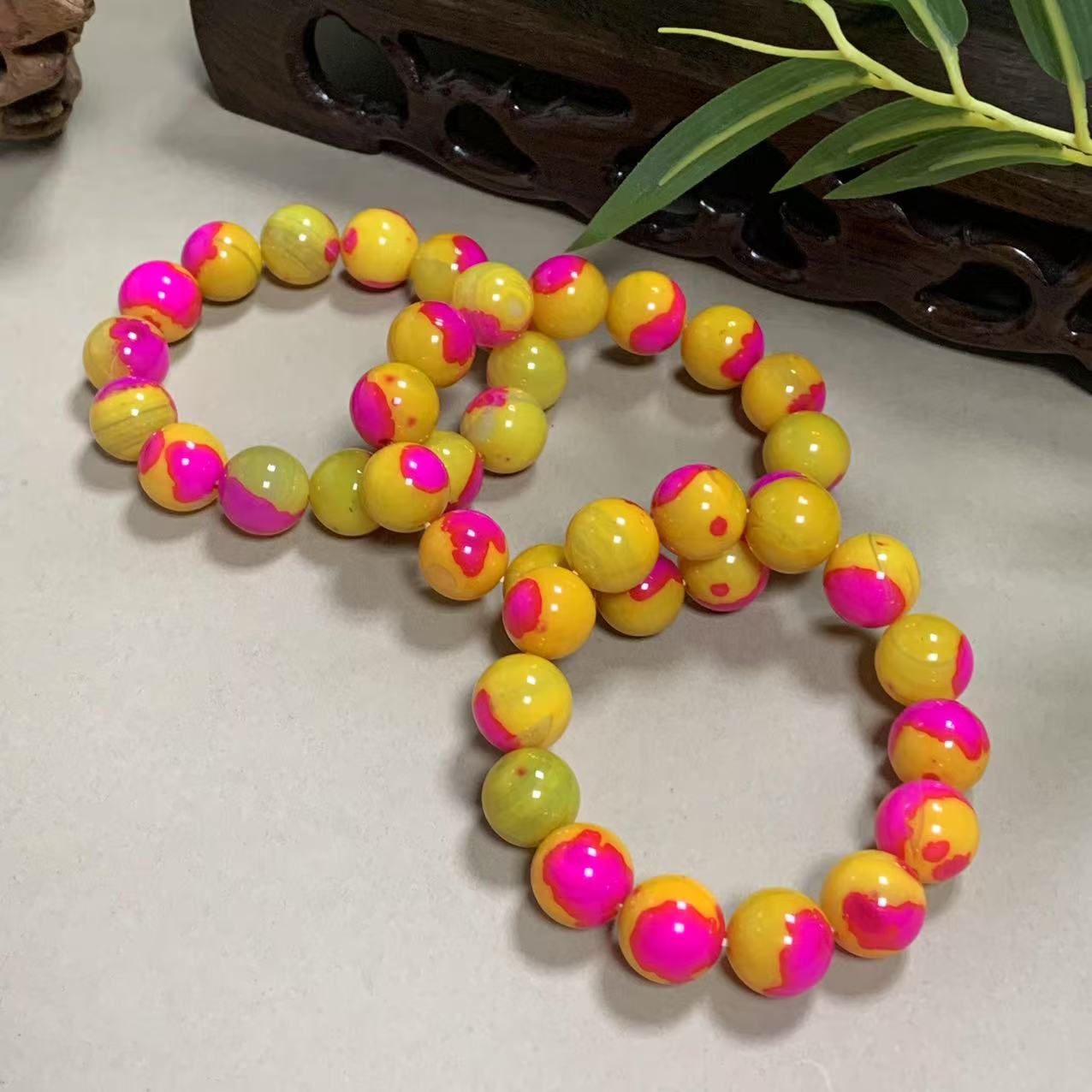 S8161【福嘟嘟】金红云母火焰牛黄玉玛瑙手串-多样性只发一件-卡14+