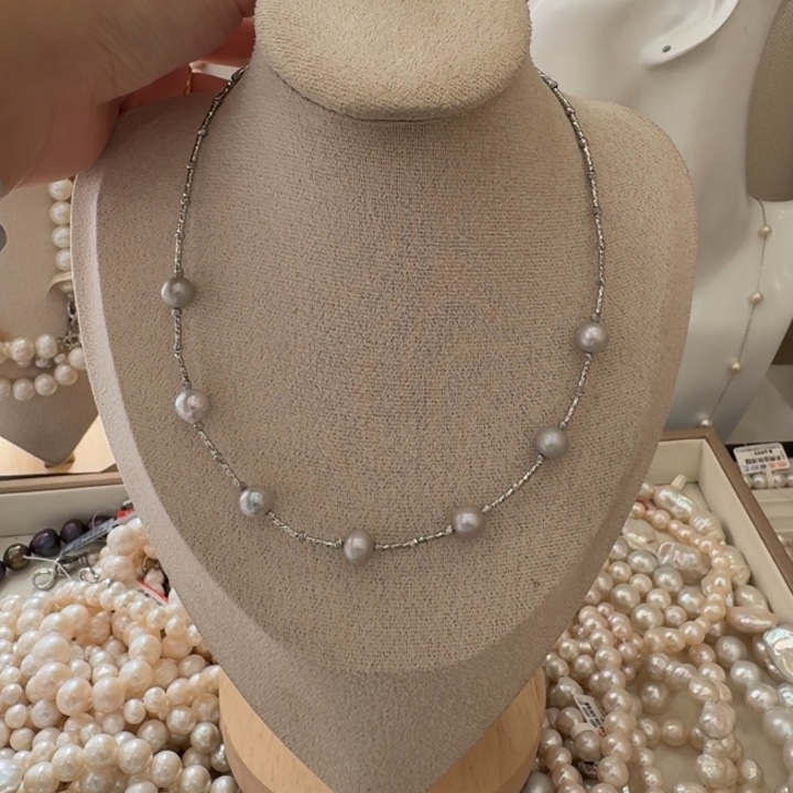 海水珍珠颈饰银S925镶嵌39号