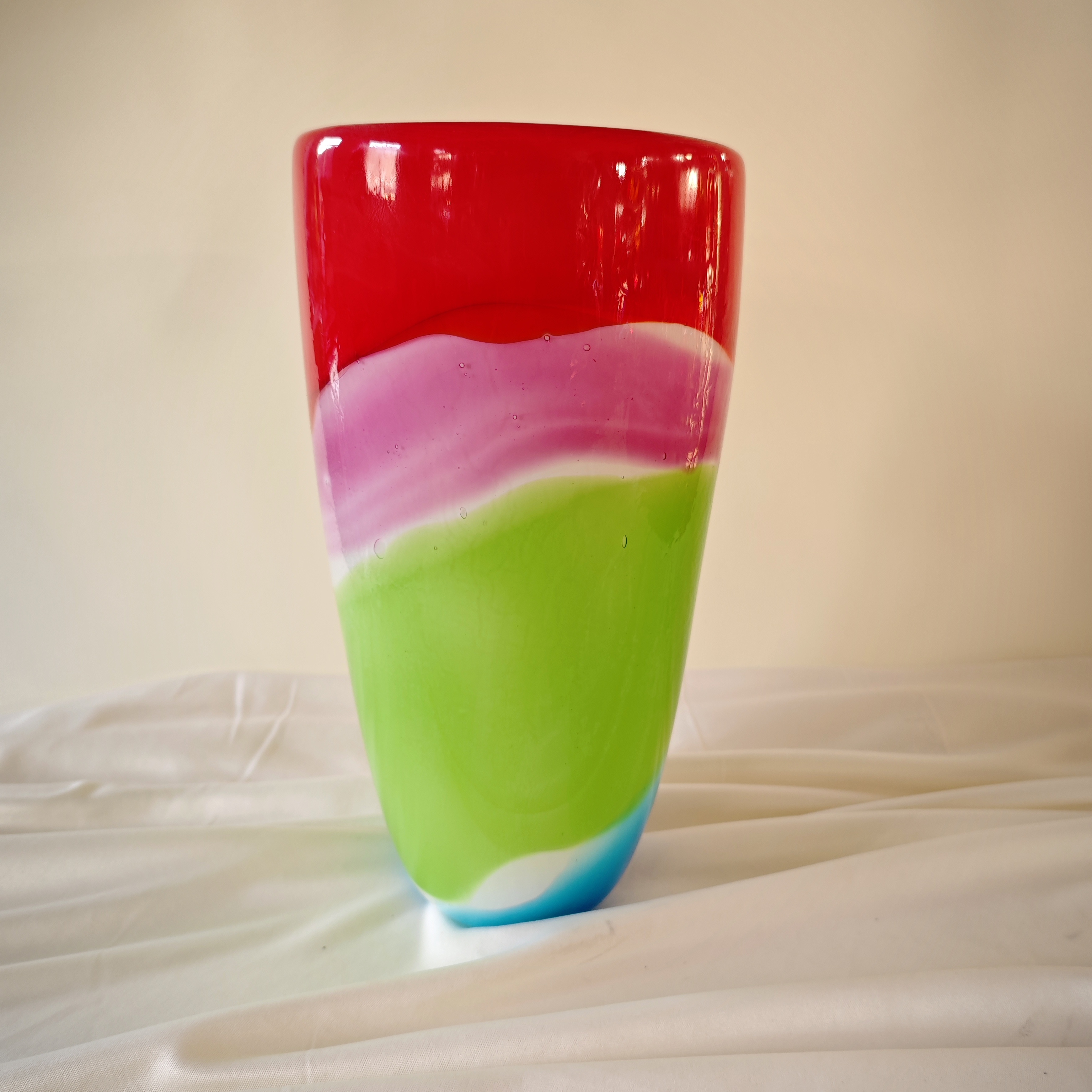 老美琉 纯手工玻璃创意手绘彩色花瓶摆件  30x15cm