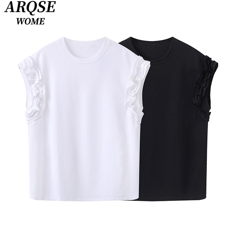 艾家商场同款2025春夏季新款圆领短袖针织衫女上衣6010