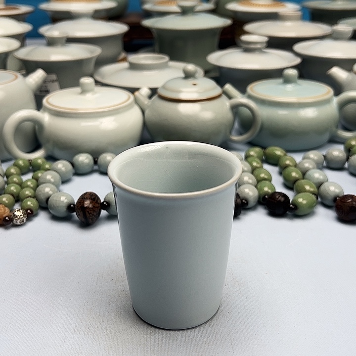 杯微暇月白釉闻香杯原矿原釉原产地