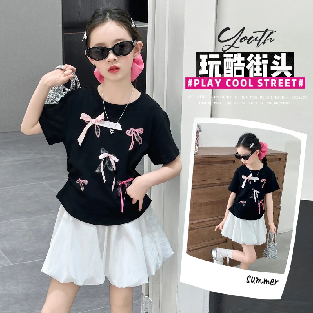 女童夏季套装裙2025新款女大童超好看裙子儿童短袖T恤套装两件套