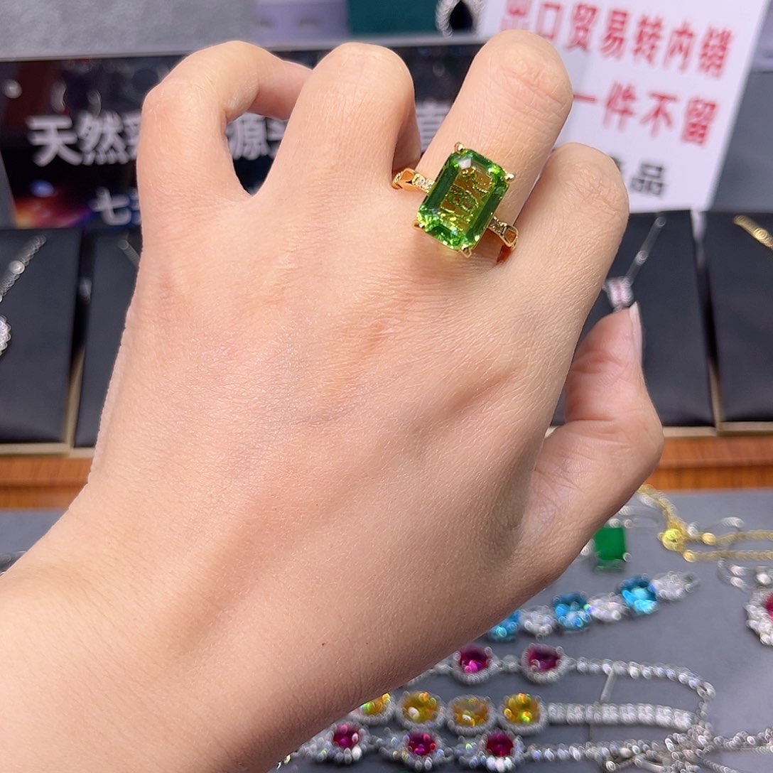 橄榄石戒指银S925镶嵌回