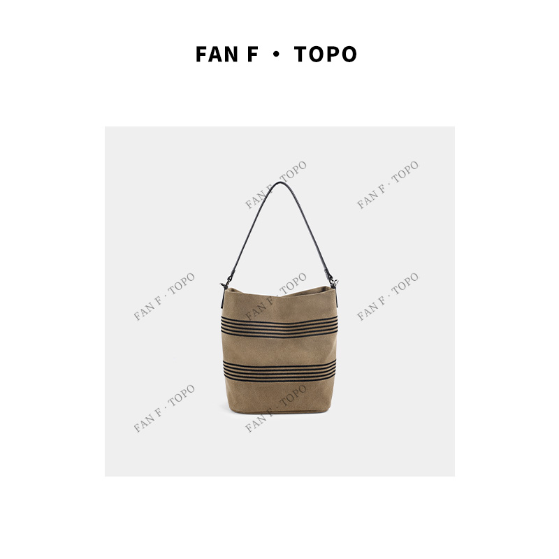 经典条纹撞色拼色单肩托特包复古斜挎包