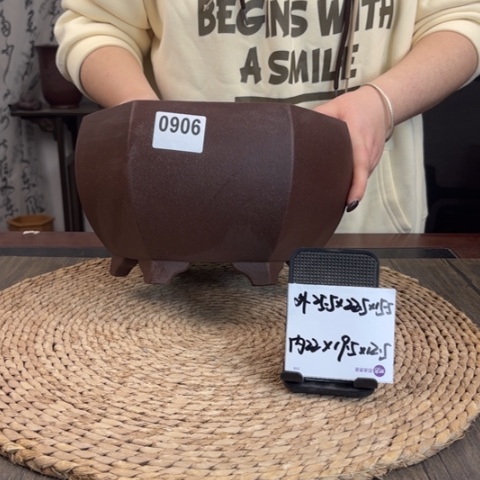 紫砂花盆紫玉金砂大宫灯六方0906