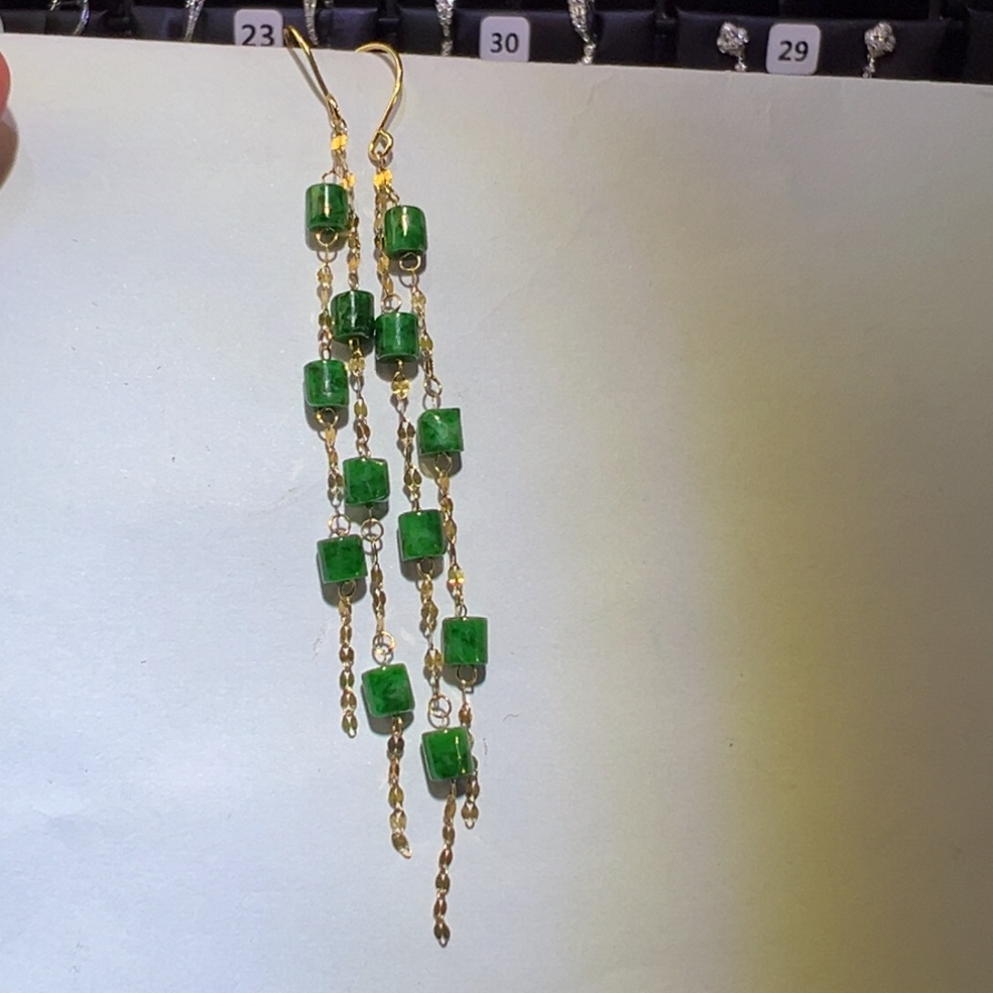 翡翠颈饰18K金镶嵌耳环