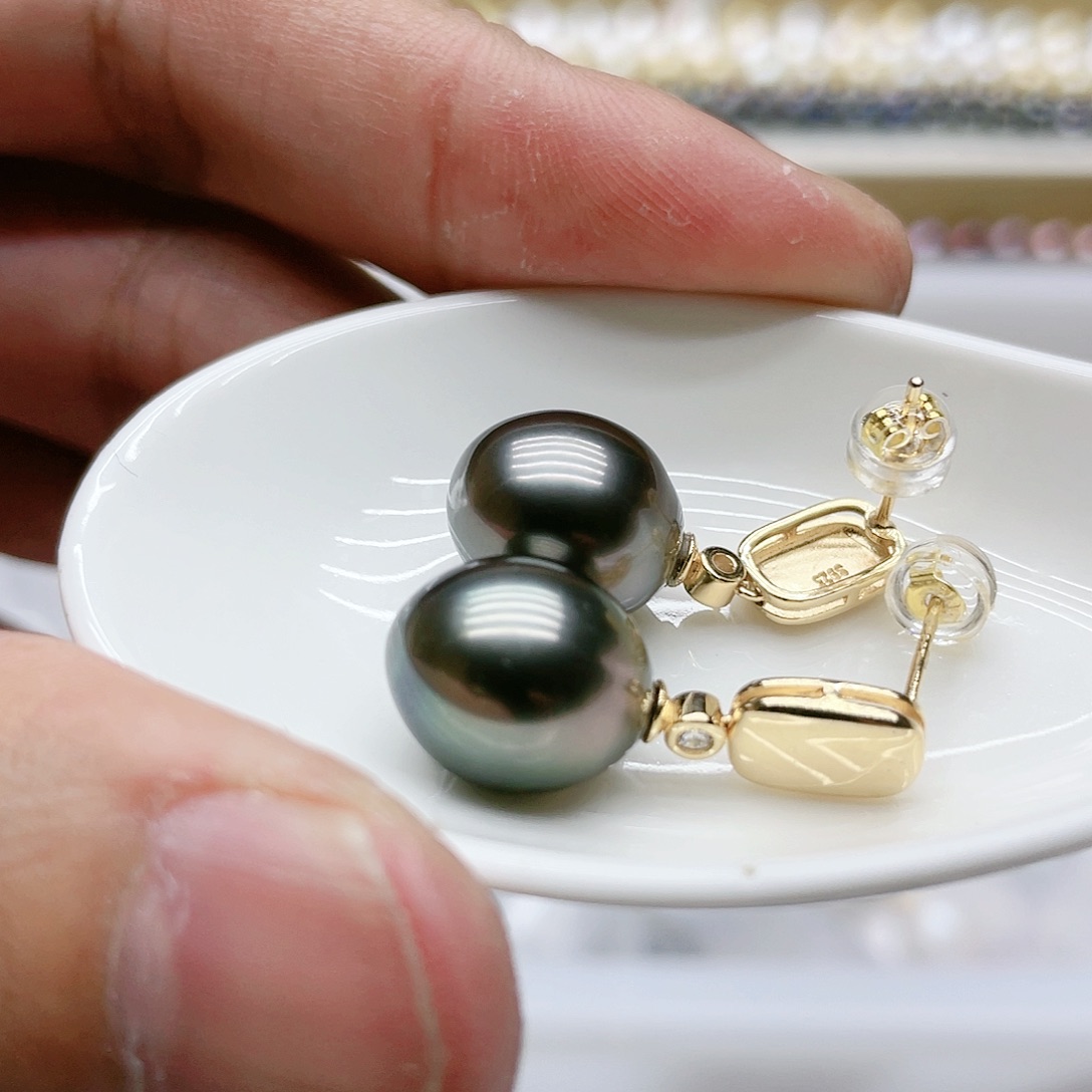 海水珍珠耳饰银S925镶嵌