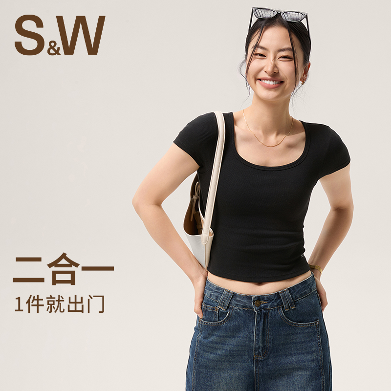 SW速惟运动T恤女款夏季修身内搭百搭纯色短袖打底衫上衣8341 z2