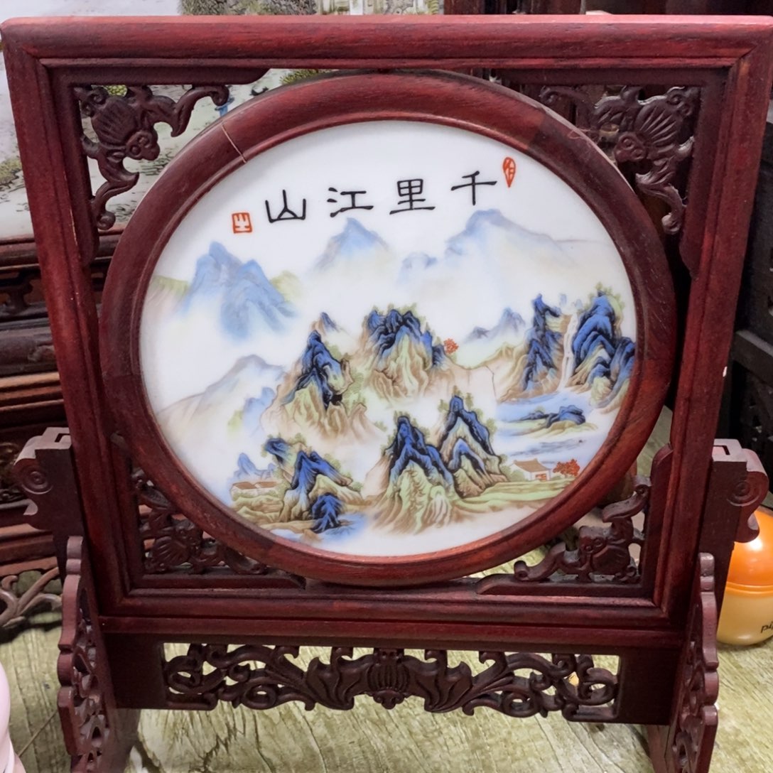 瓷片35*30景德镇瓷板画柴窑烧制