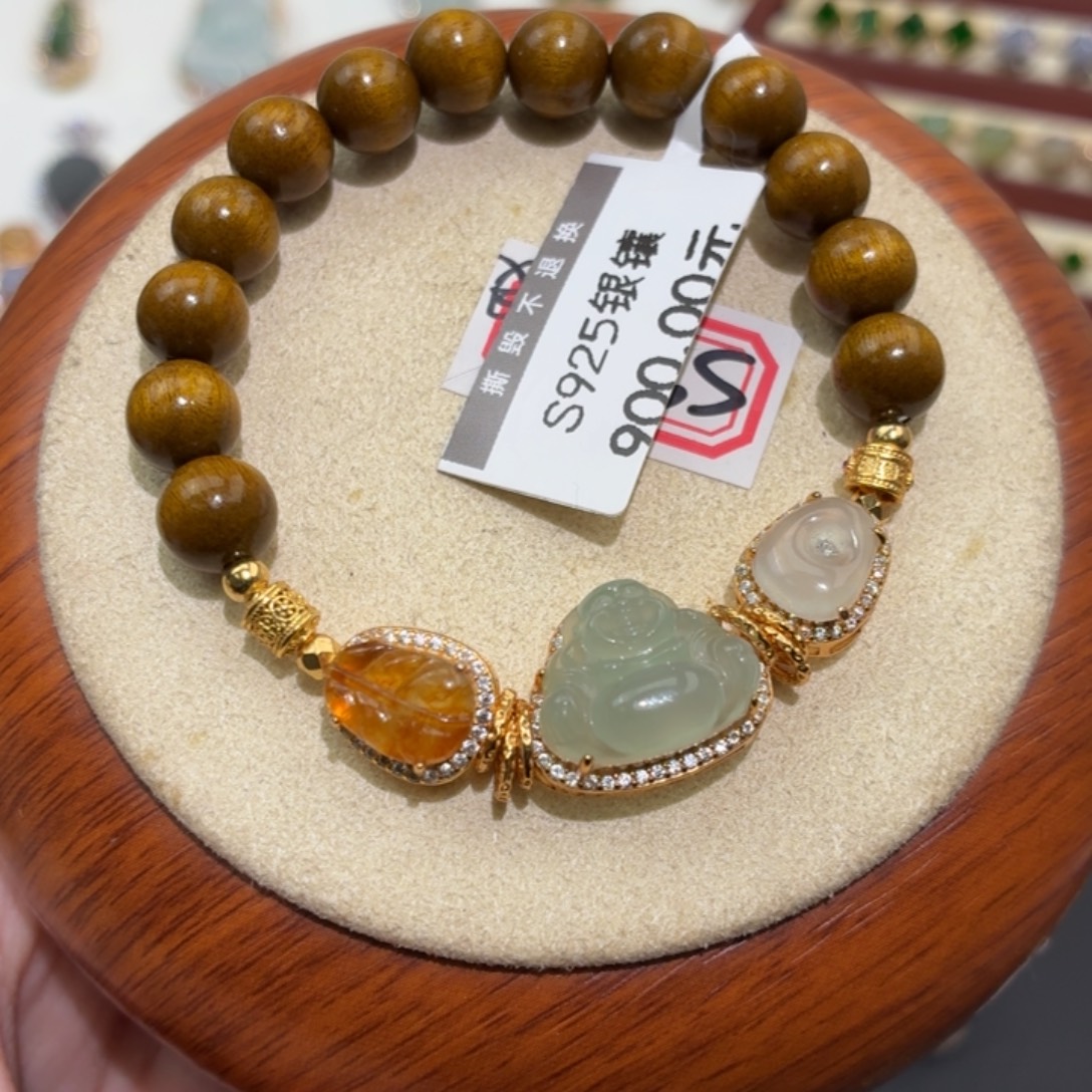 翡翠银S925镶嵌颈饰手串