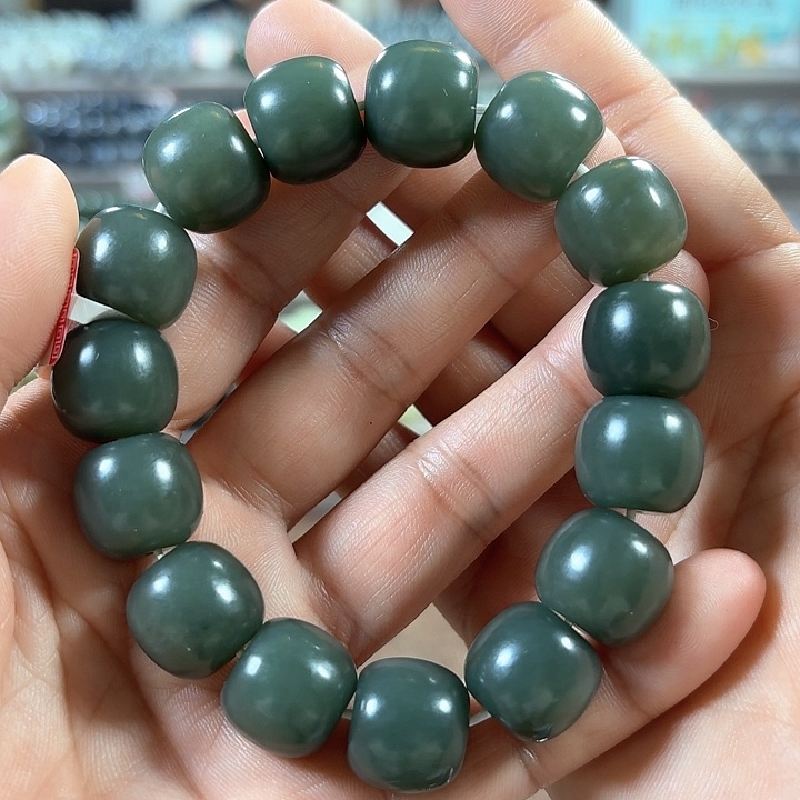 和田玉手链未镶嵌新疆且末蓝老型卡16