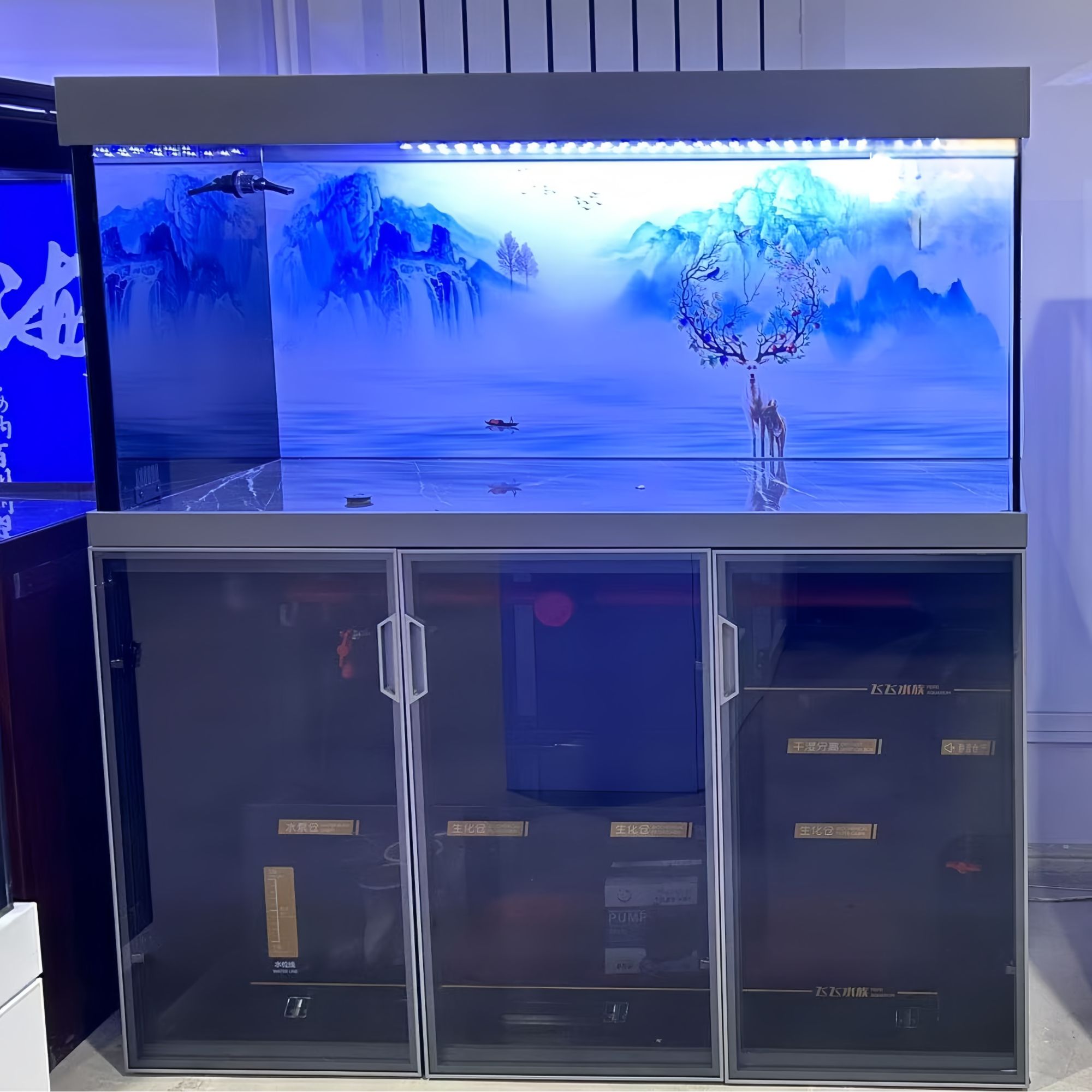 七号鱼缸极窄龙缸慕思二代龙鱼缸底滤干湿分离盒缸体无管道水族箱