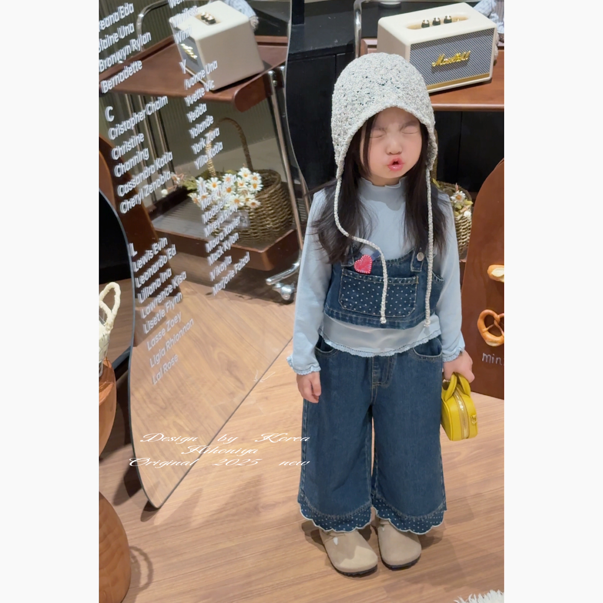 【游牧少女】七Hihoniya~2025秋季女宝波点花边高级洋气牛仔套装
