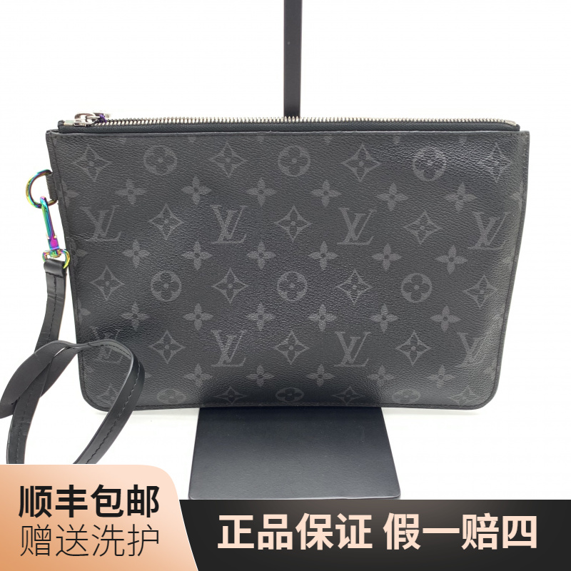 95新 LouisVuitton/路易威登 LV藤原浩联名黑老花手拿包/J11902