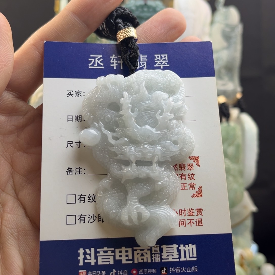 翡翠未镶嵌颈饰龙牌