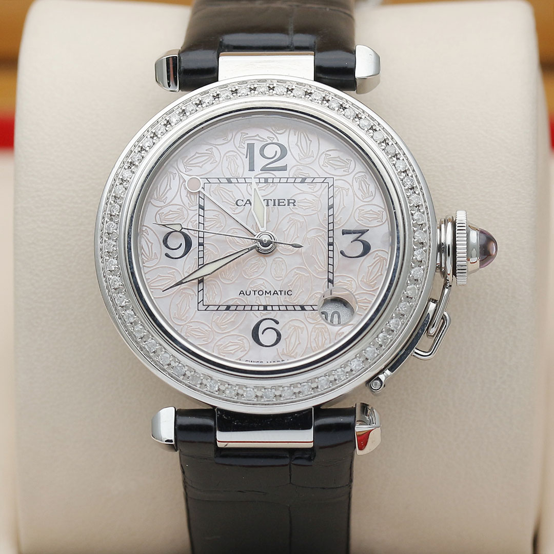 99新 Cartier/卡地亚 帕莎系列/自动机械女表/后镶钻/35mm/单表