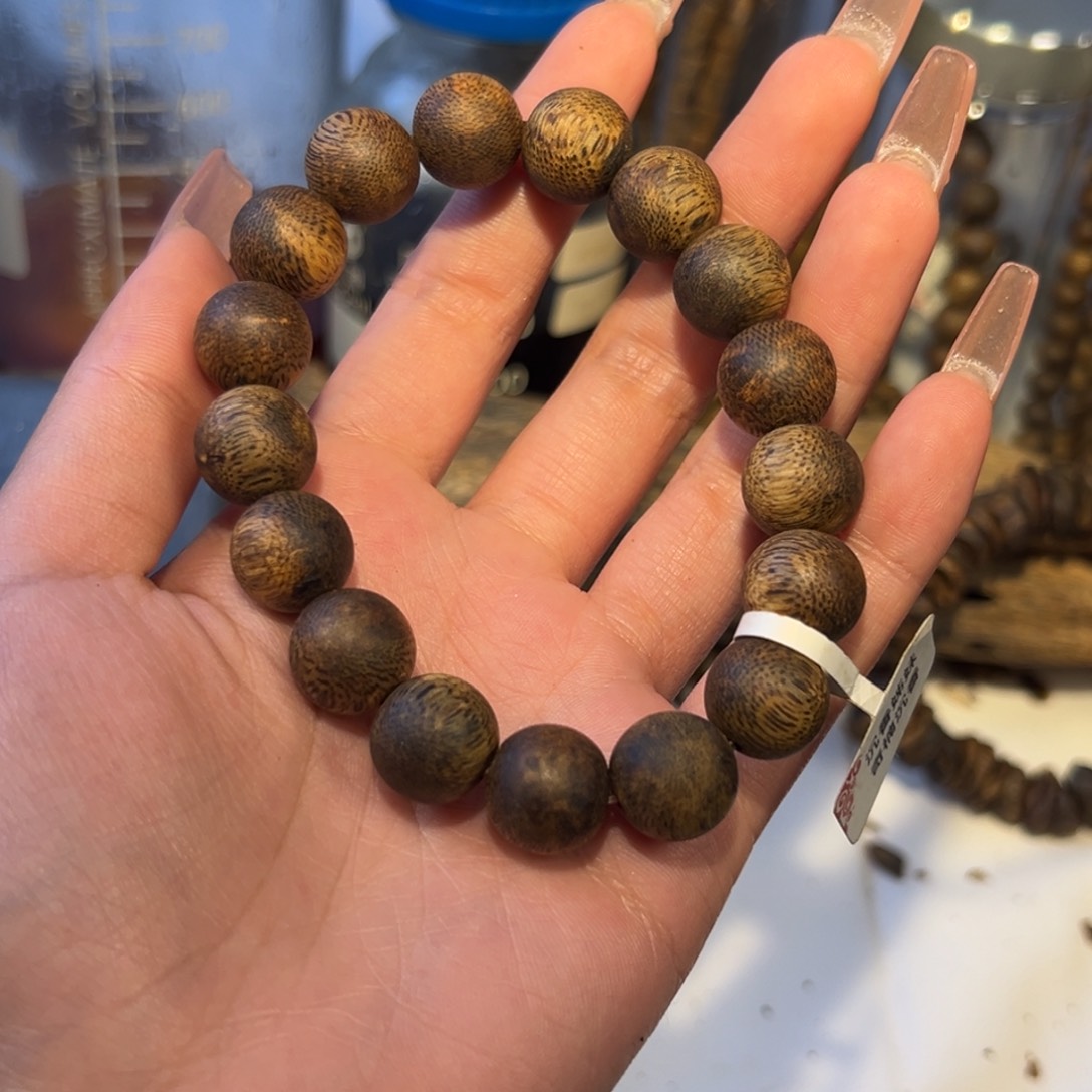 沉香手串用****3奇楠沉香单圈手串14克乌身