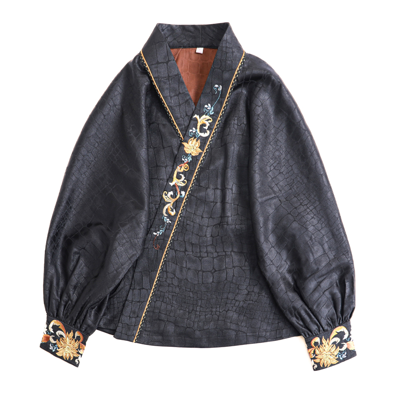 「凤仪」乐锦坊复古中国风手工原创设计感刺绣国潮女装汉服上衣