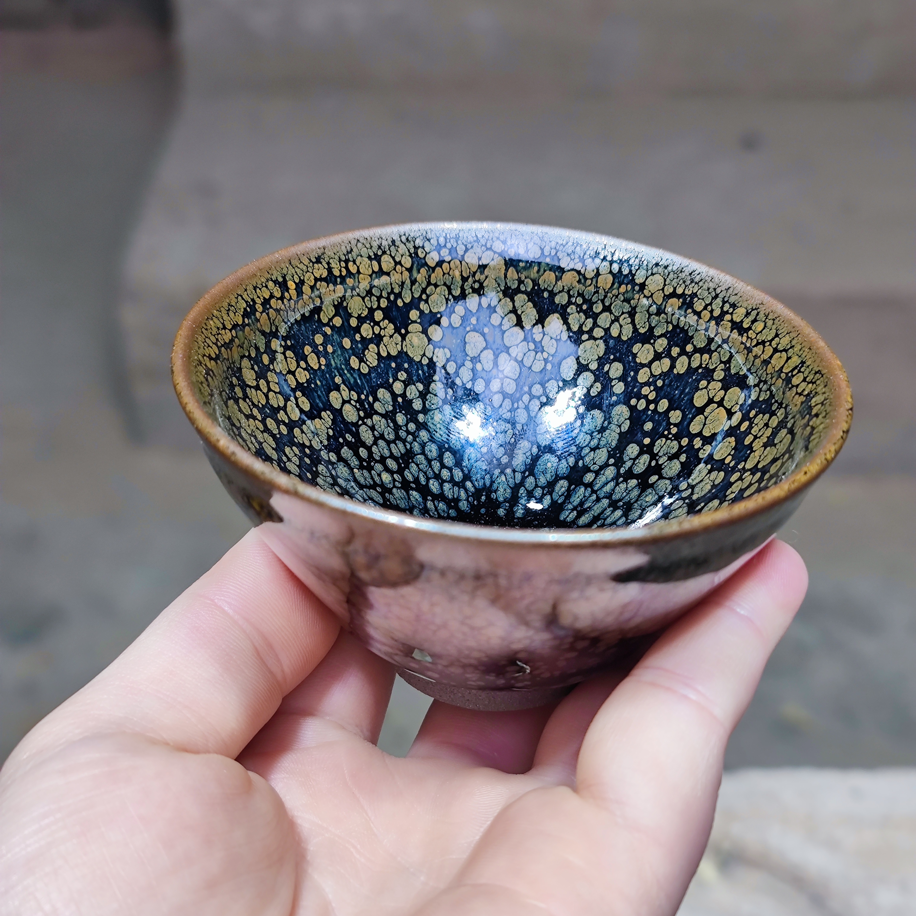 建窑建盏 复古油滴 茶器主人杯礼盒装带溯源证书   电烧 