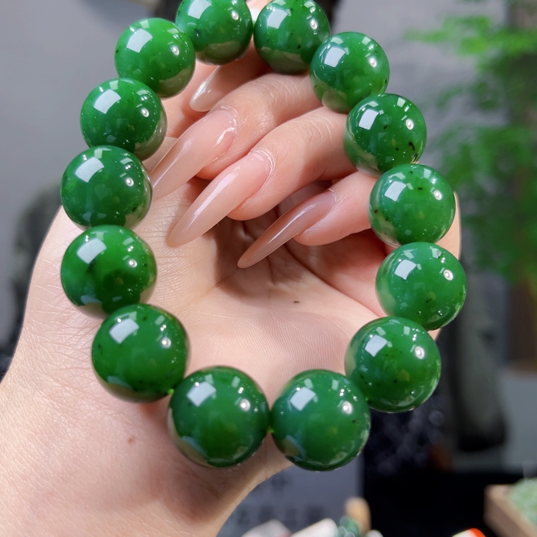 和田玉未镶嵌手链纯天然俄罗斯和田玉碧玉5号矿手串卡16